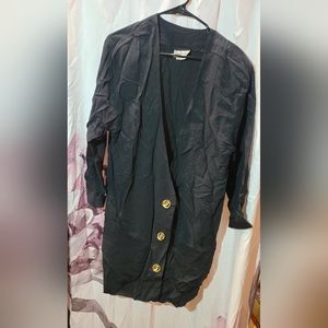 Long black jacket Nina Piccalino size 14 vintage shoulder pads